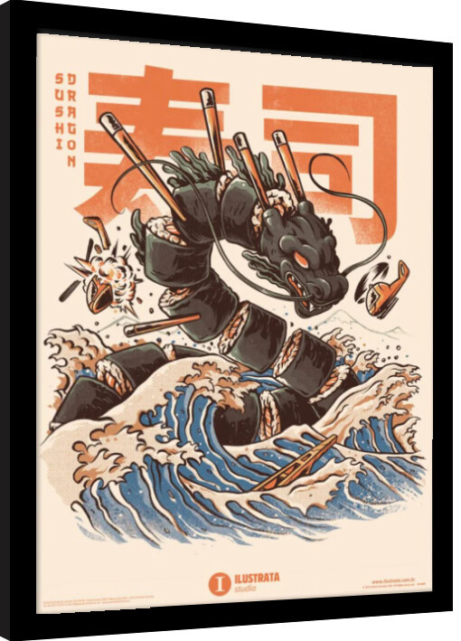 Indrammet plakat Ilustrata - Sushi Dragon