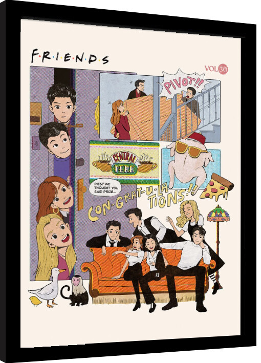 Ingelijste poster Friends 30 Years - Comic