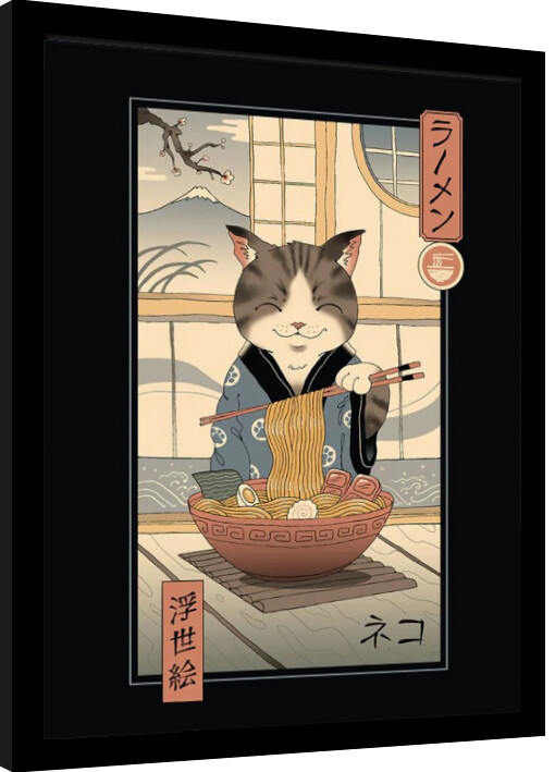 Poster incorniciato Vincent Trinidad - Neko Ramen Ukiyoe