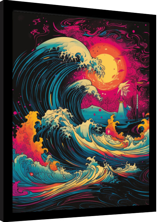 Gerahmte Poster Wave Collection - Neon Whirlpool