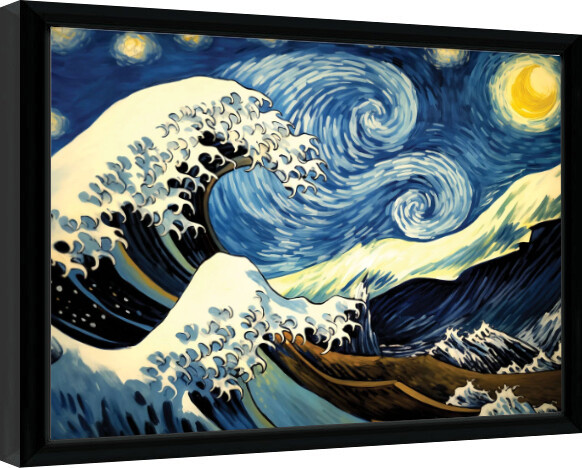 Innrammet plakat Wave Collection - Starry Waves