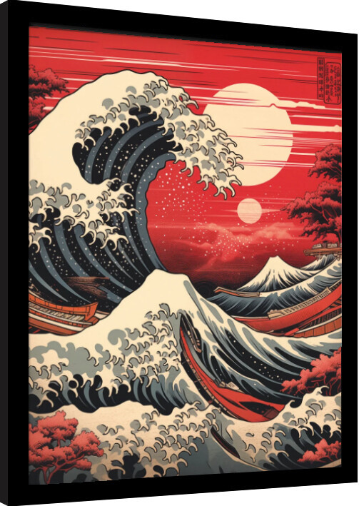 Obraz na zeď - Wave Collection - Red Hue SUnset, 34.3 × 44.5 cm