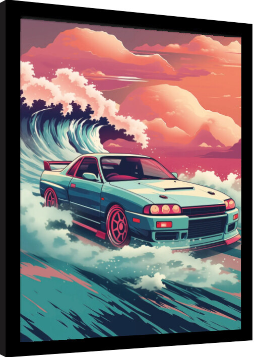 Ingelijste poster Wave Collection - Wave Cars Hakosuka