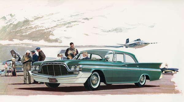 Levně Plakát, Obraz - New DeSoto Car and Jet Pilots, 1960, American School,, 40 × 22.2 cm