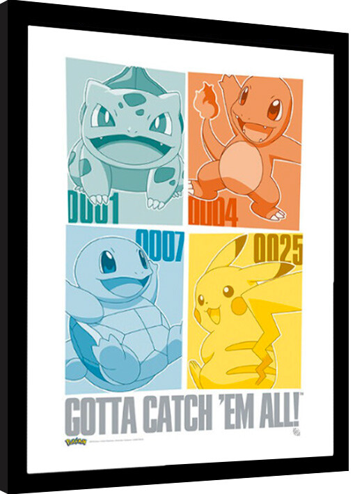 Obraz na zeď - Pokemon - Pikachu & Kanto Starters, 34 x 44,2 cm