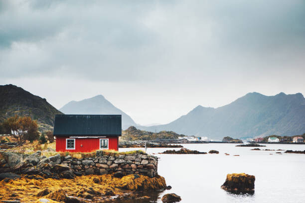 Fotografie Small Red fisherman's house, Norway, Natalia Ivanova, 40x26.7 cm