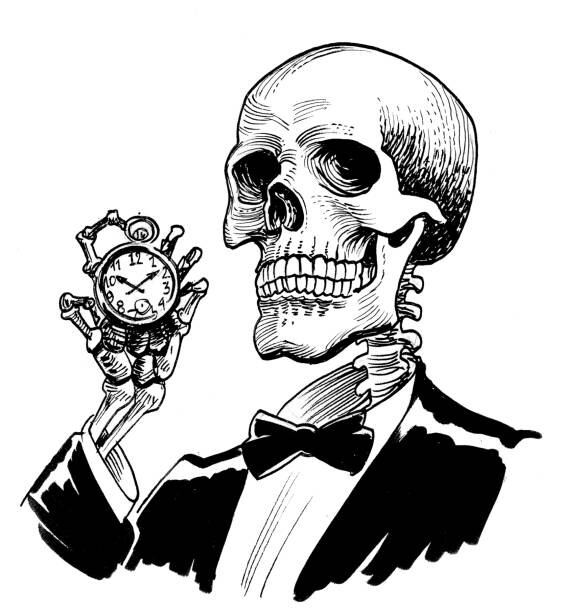 Ilustrace Human skeleton with a watch, rainman_in_sun, 35x40 cm
