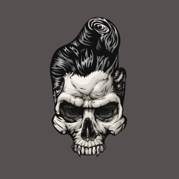 Ilustrace front view human skull stroke, IfH85, 40x40 cm