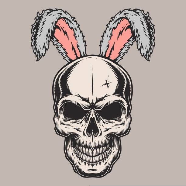 Ilustrace Skull Easter bunny emblem colorful, IMOGI, 40x40 cm