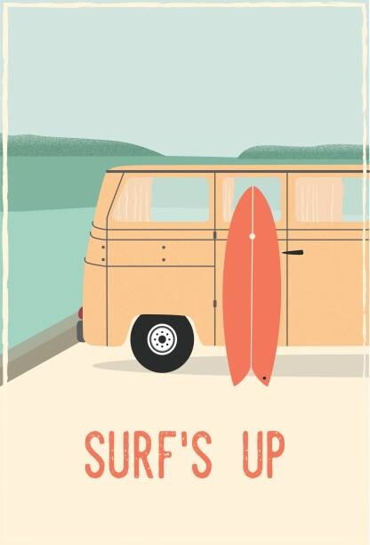 Ilustrace Surf´s up - retro vintage surf., LucidSurf, 26.7x40 cm