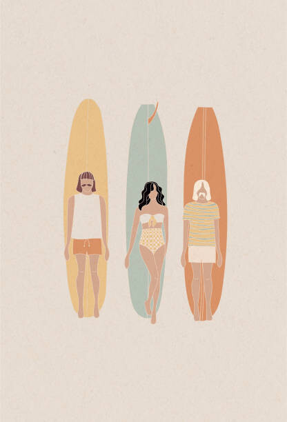 Ilustrace Longboard surf competition, vector illustration, LucidSurf, 26.7x40 cm