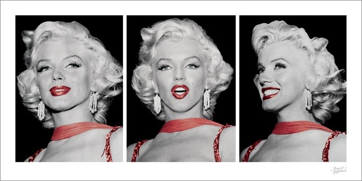 Kunstdruk Marilyn Monroe - Red Dress Triptych