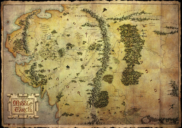 Plagát Hobbit - mapa Stredozeme (mettalic)