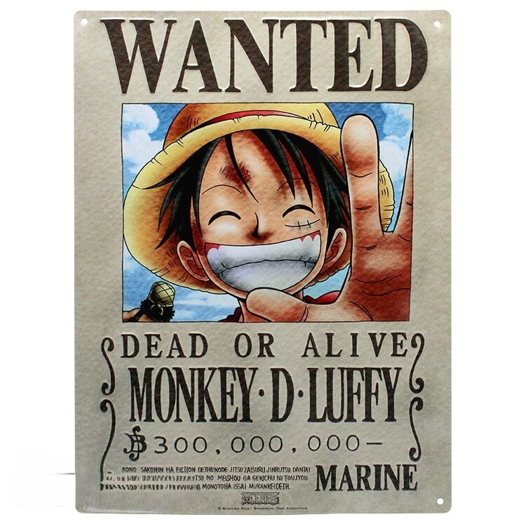 Metallschild One Piece - Luffy Wanted