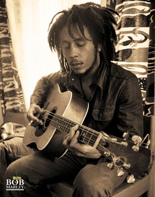 Ingelijste poster Bob Marley - Sitting