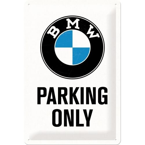Plechová cedule BMW - Parking Only White, 30 x 20 cm
