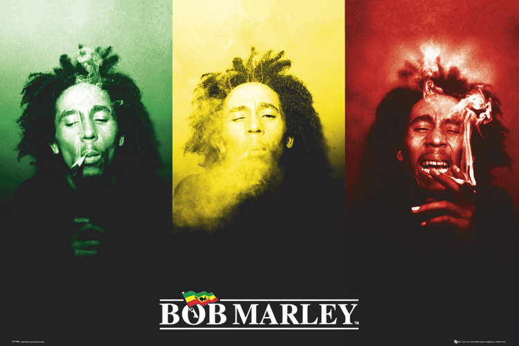 Innrammet plakat Bob Marley - Flag