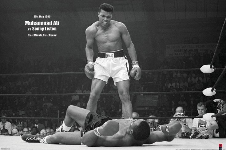 Gerahmte Poster Muhammad Ali vs. Sonny Liston