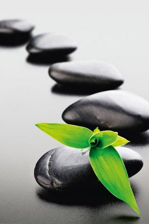 Ingelijste poster Zen stones - green