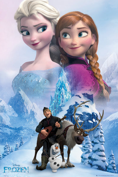 Innrammet plakat Frozen - Collage