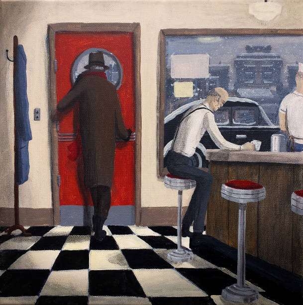 Ilustrace Vintage Diner Scene, Dave Rheaume Artist, 40 × 40 cm