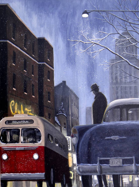 Ilustrace 1950s Private Eye, Dave Rheaume Artist, 30 × 40 cm