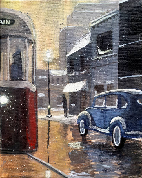 Ilustrace Streetcar in the Rain, Dave Rheaume Artist, 30 × 40 cm