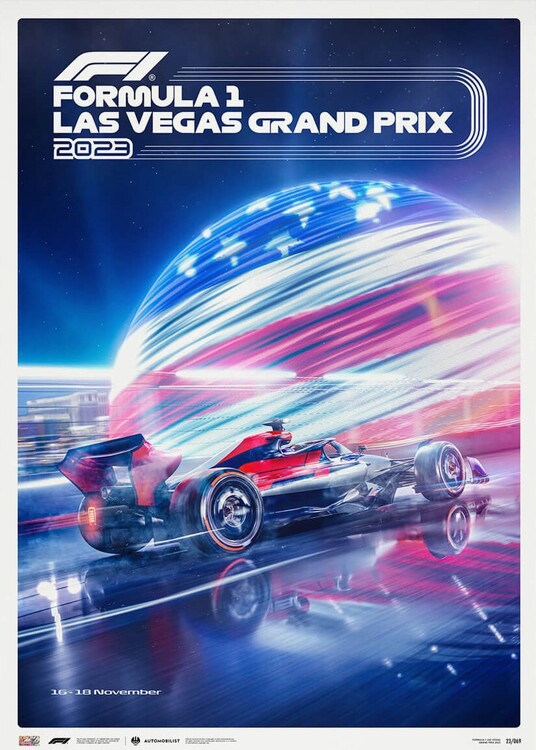 Umělecký tisk Formula 1 - Las Vegas Grand Prix - City of Lights - 2023, 50 × 70 cm