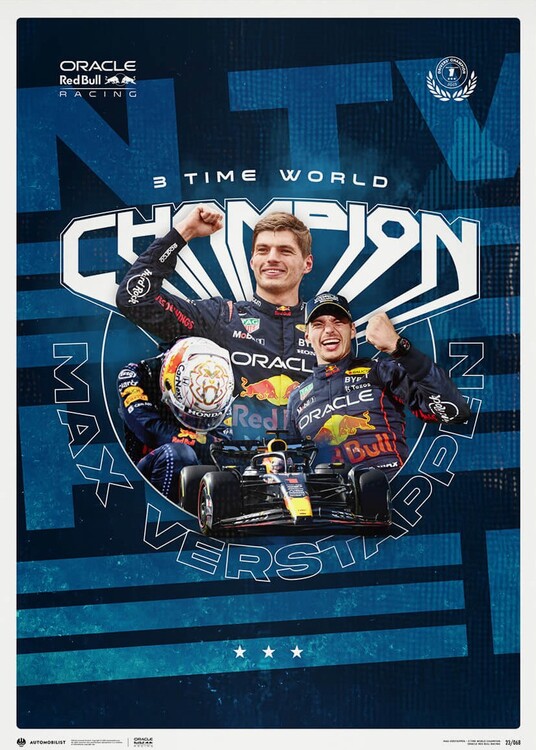 Umělecký tisk Oracle Red Bull Racing - Max Verstappen - 2023 F1® World Drivers' Champion, 50 × 70 cm