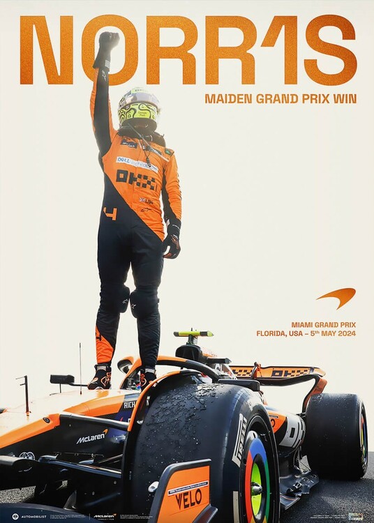 Art Print McLaren Formula 1 Team – Lando Norris - Maiden Grand Prix Win - Miami – 2024