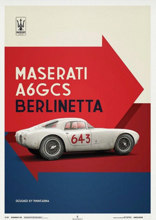 Stampa d'arte Maserati A6GCS Berlinetta 1954 - White