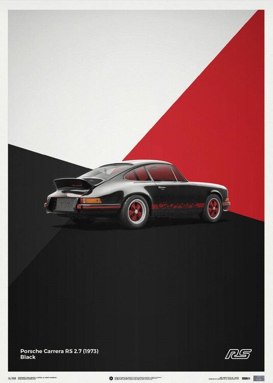 Umělecký tisk Porsche 911 RS - Black - Limited Poster, 50 × 70 cm