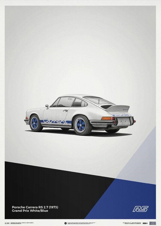 Umělecký tisk Porsche 911 RS - White - Limited Poster, 50 × 70 cm