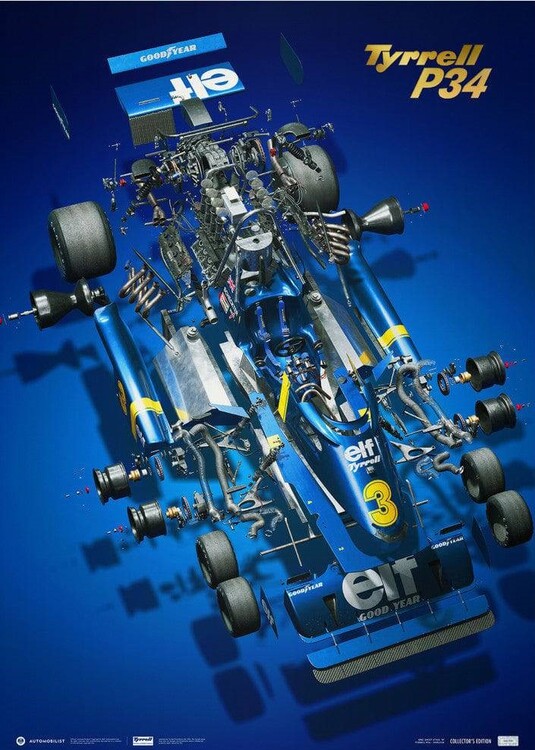 Levně Umělecký tisk Tyrrell P34 - The Joy of Six Wheels, Automobilist, 50 × 70 cm