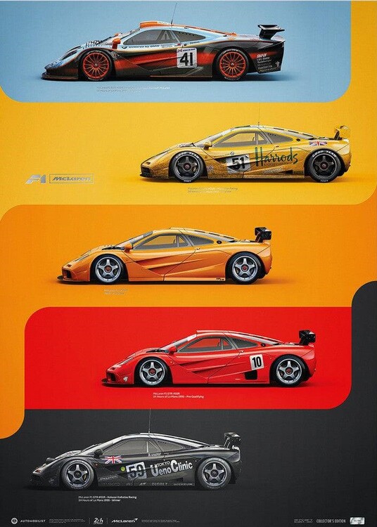 Levně Umělecký tisk McLaren F1 GTR - Family, Automobilist, 50 × 70 cm