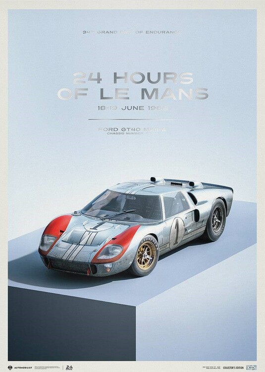 Stampa d'arte Ford GT40 - P/1015 - 24H Le Mans - 1966