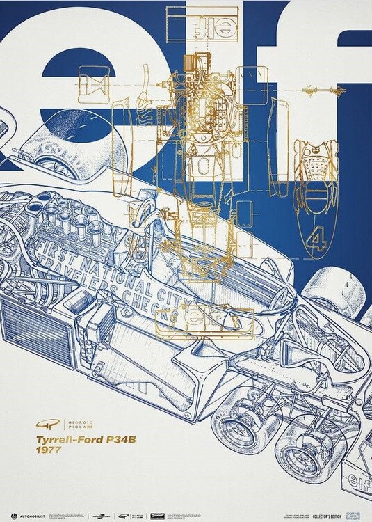 Stampa d'arte Giorgio Piola - Tyrrell P34B - 1977