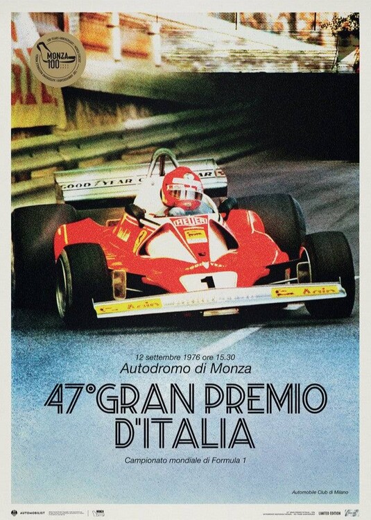 Umělecký tisk Monza Circuit - 100 Years Anniversary - 1976