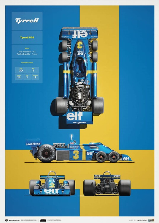 Kunstdruk Tyrrell - P34 - Blueprint - 1976