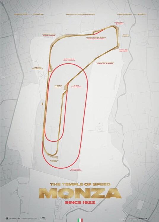 Stampa d'arte Monza Circuit - Track Evolution - The Temple of Speed