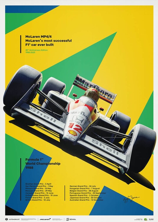Toile Senna McLaren F1 - Décoration Murale Voiture De Course - Tableau Sport Auto