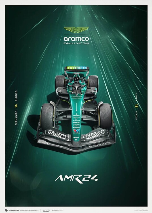 Umělecký tisk Aston Martin Aramco Formula One® Team - AMR24 - Hyper-Focus - 2024, 50 × 70 cm