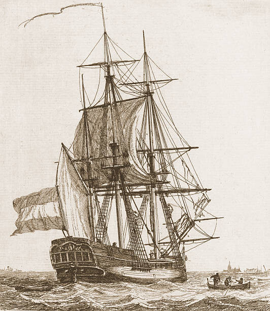 Ilustrace Engraving of a sailing ship, rdj5150, 35 × 40 cm