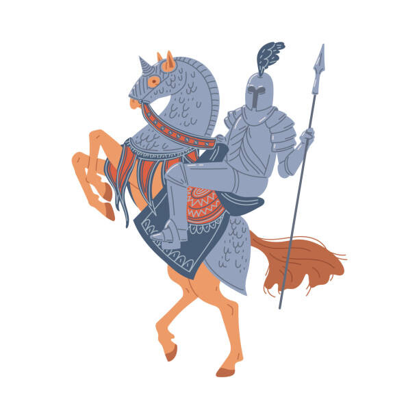 Ilustrace Vector isolated illustration of medieval knight, sabelskaya, 40 × 40 cm