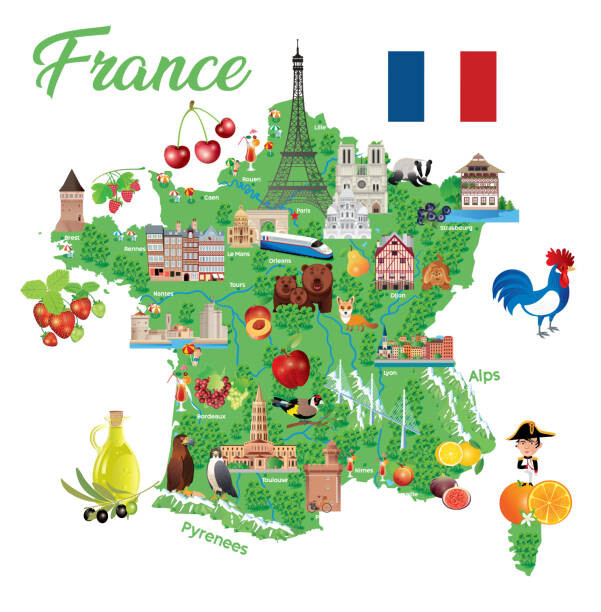 Levně Plakát, Obraz - Travel Map of France, drmakkoy, 40 × 40 cm