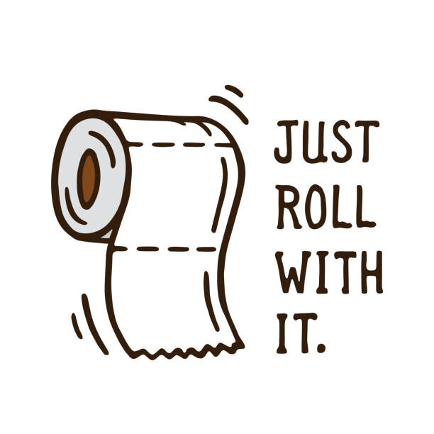 Ilustrace Just roll with it toilet paper doodle drawing, Joel Masson, 40 × 40 cm