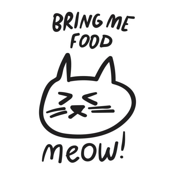 Ilustrace Bring me food. Meow! Angry cat face., Igor Levin, 40 × 40 cm