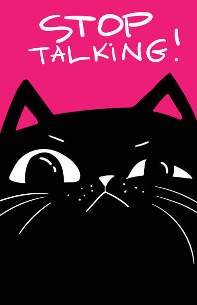 Ilustrace Sad cat face. stop talking lettering., Marianna Pashchuk, 26.7 × 40 cm