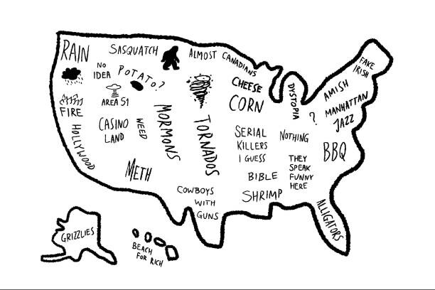 Ilustrace Funny stereotype map of USA, tupungato, 40 × 26.7 cm