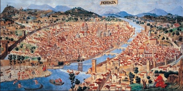 Umělecký tisk Pianta di Firenze verso il 1470